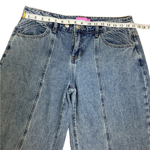 Edikted High Rise Straight Leg Jeans Medium Wash Seam Detail Size Large - Picture 6 of 6